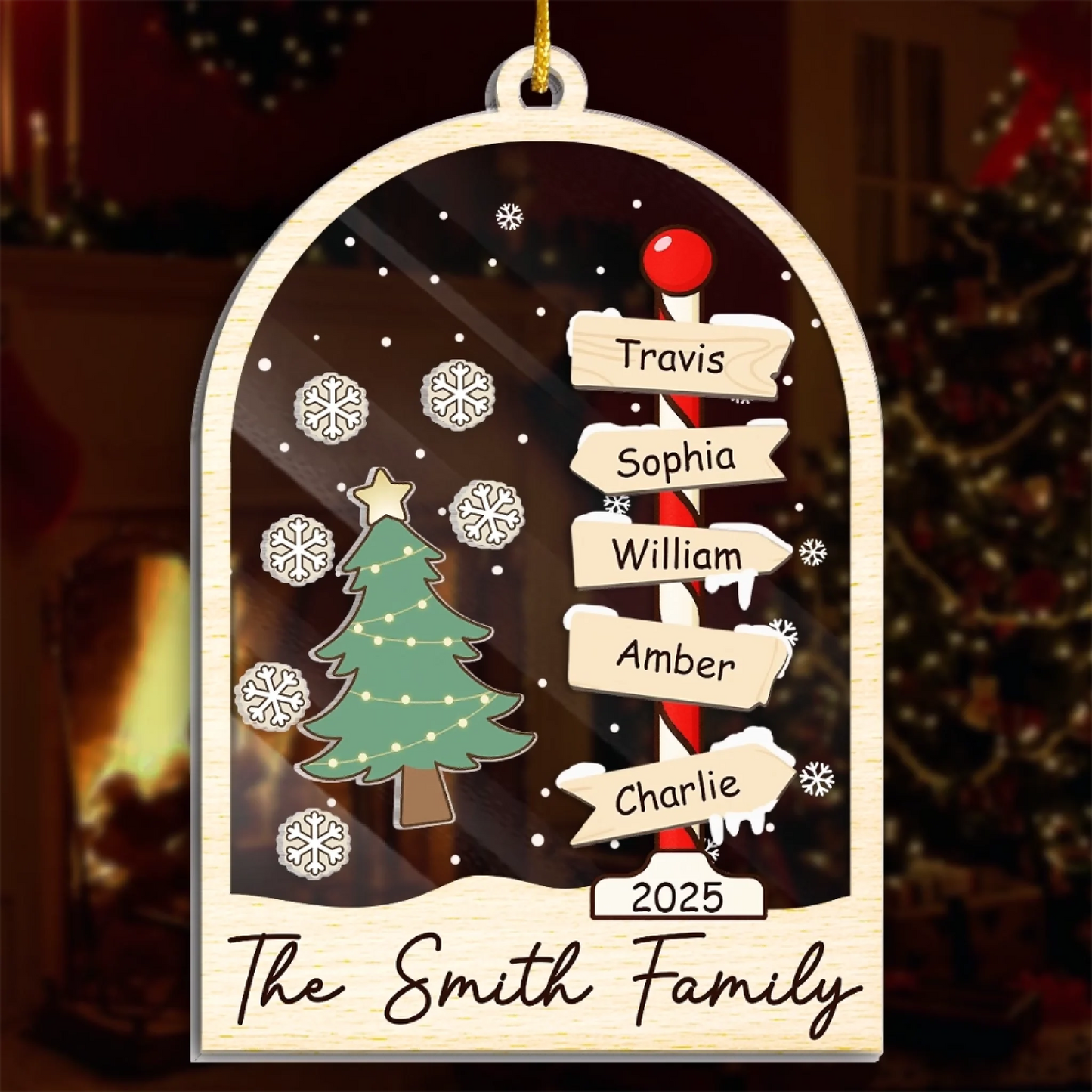 Custom Acrylic Ornament - Personalized Christmas Birthday Gifts For Mom, Dad, Kids - Our Family Tree Shines Bright