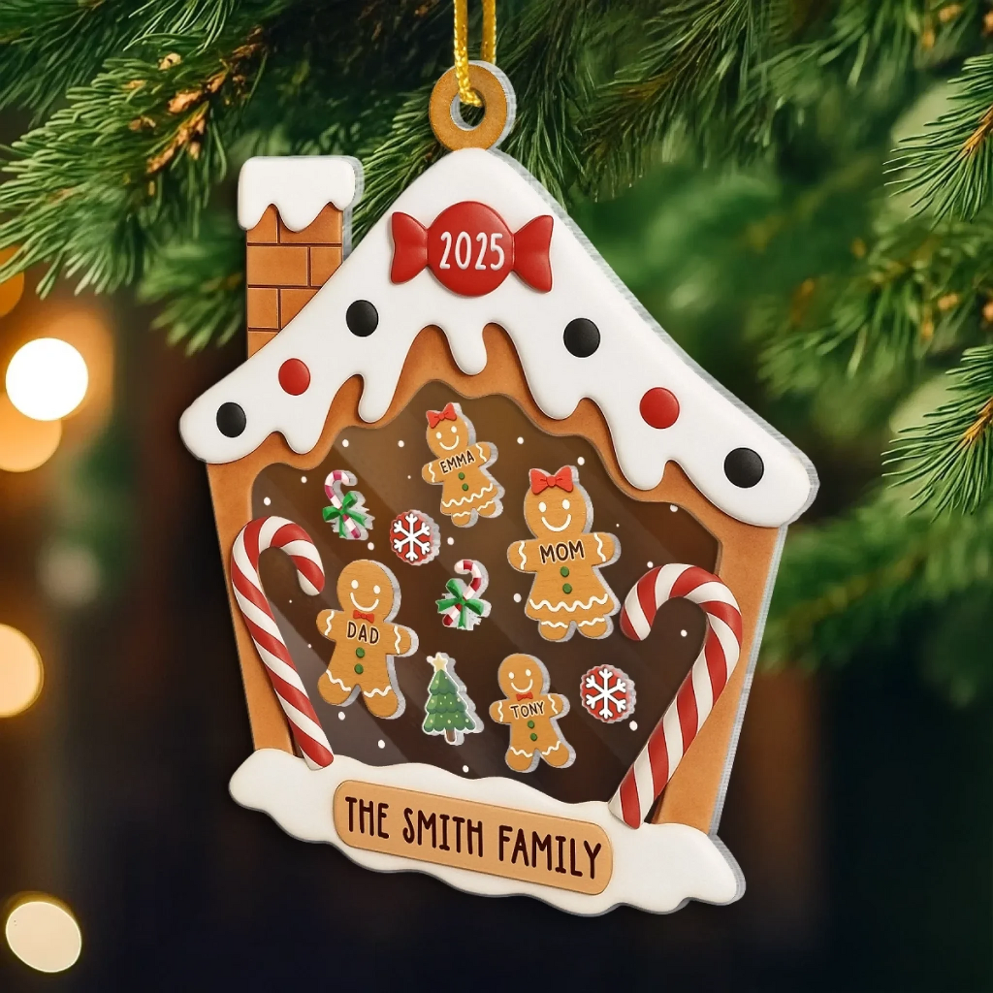 Custom Acrylic Ornament - Personalized Christmas Birthday Gifts For Mom, Dad, Kids - Our Cozy Little Christmas Cottage