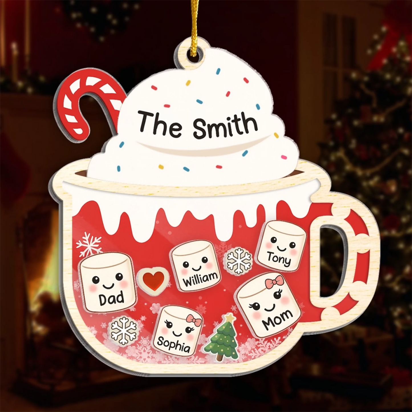 Custom Ornament - Personalized Christmas Birthday Gifts For Mom, Dad, Kids - Little Marshmallows, Big Love