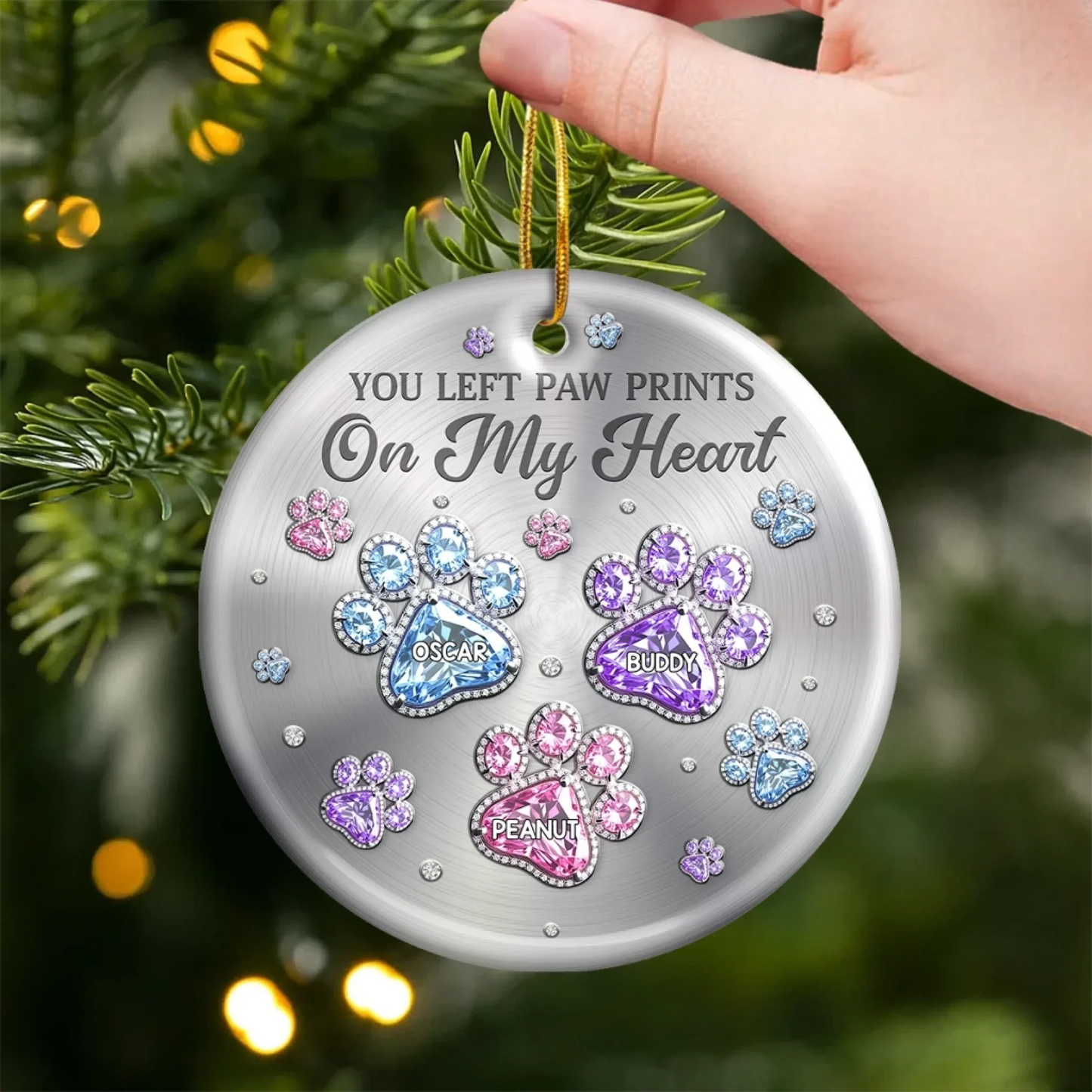 Custom Acrylic Ornament - Personalized Pet Christmas Memorial Sympathy Gifts For Dogs, Cats - Paws Of Love