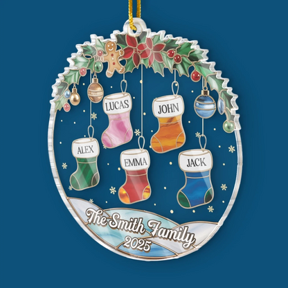 Custom Acrylic Ornament - Personalized Christmas Birthday Gifts For Mom, Dad, Kids - Socks Full Of Memories