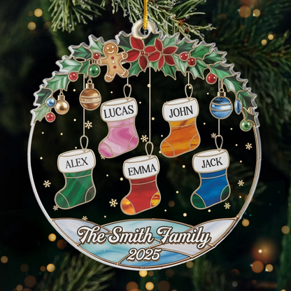 Custom Acrylic Ornament - Personalized Christmas Birthday Gifts For Mom, Dad, Kids - Socks Full Of Memories