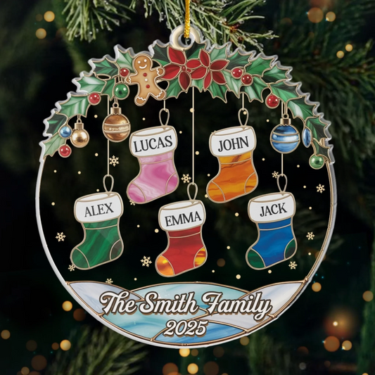 Custom Acrylic Ornament - Personalized Christmas Birthday Gifts For Mom, Dad, Kids - Socks Full Of Memories
