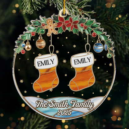 Custom Acrylic Ornament - Personalized Christmas Birthday Gifts For Mom, Dad, Kids - Socks Full Of Memories