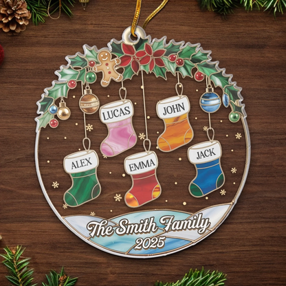 Custom Acrylic Ornament - Personalized Christmas Birthday Gifts For Mom, Dad, Kids - Socks Full Of Memories