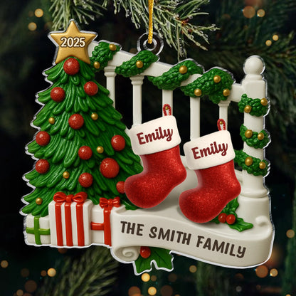 Custom Acrylic Ornament - Personalized Christmas Birthday Gifts For Mom, Dad, Kids - A Family Stitched By Love