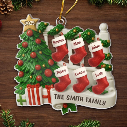 Custom Acrylic Ornament - Personalized Christmas Birthday Gifts For Mom, Dad, Kids - A Family Stitched By Love