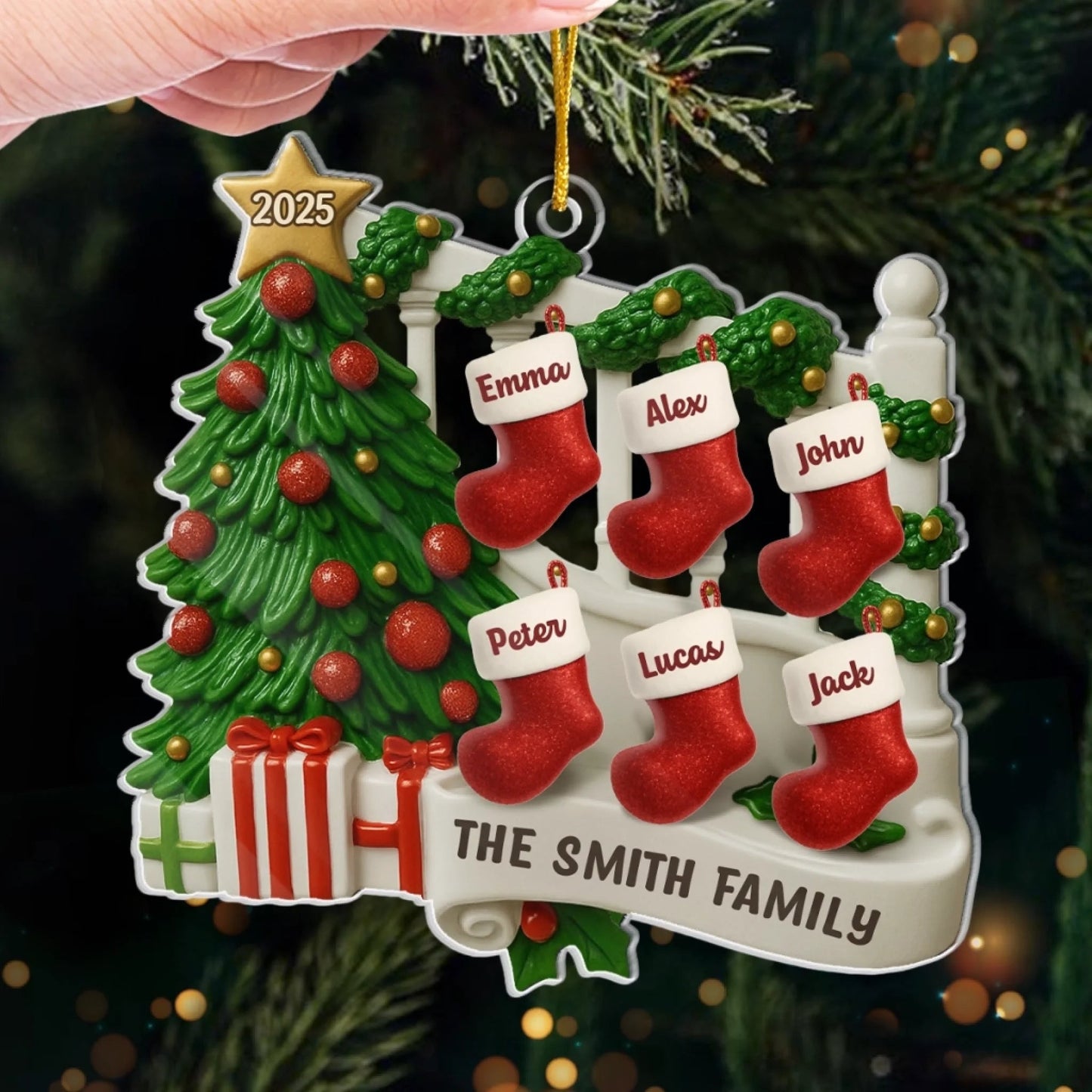 Custom Acrylic Ornament - Personalized Christmas Birthday Gifts For Mom, Dad, Kids - A Family Stitched By Love