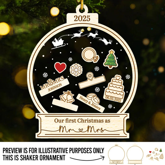 Custom Ornament - Personalized Anniversary Christmas Wedding Gifts For Husband And Wife, Him And Her - Newlyweds Under The Mistletoe