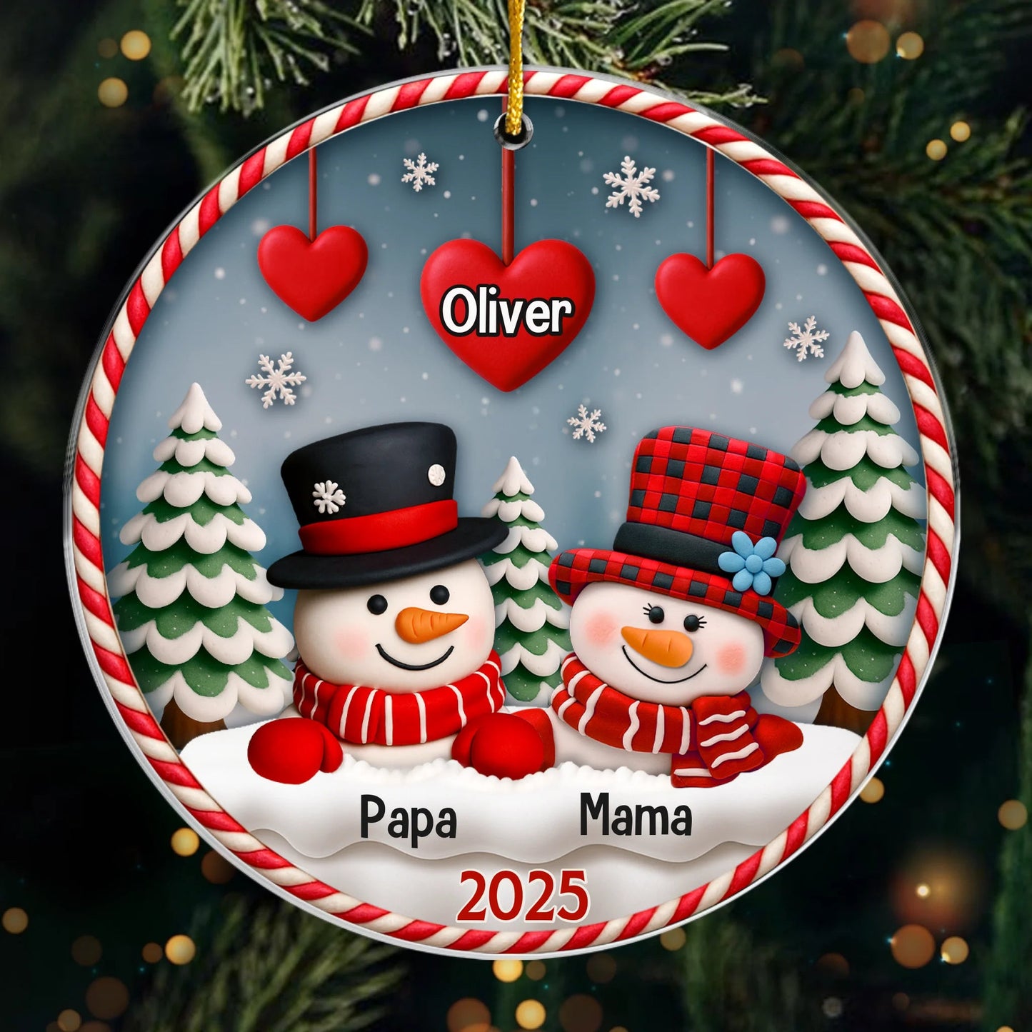Custom Acrylic Ornament - Personalized Christmas Birthday Gifts For Mom, Dad, Grandma, Grandpa - Snow Much Love