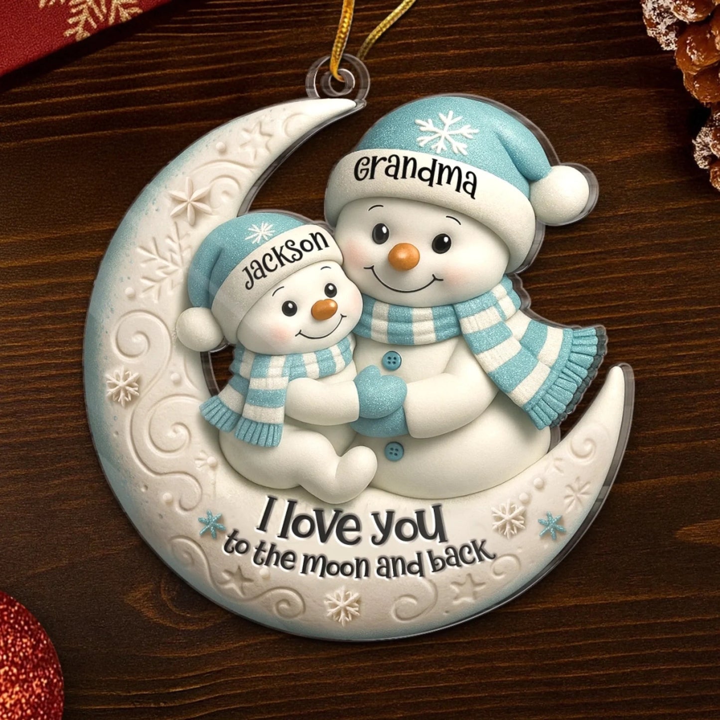 Custom Acrylic Ornament - Personalized Christmas Birthday Gifts For Mom, Grandma - Love You To The Moon