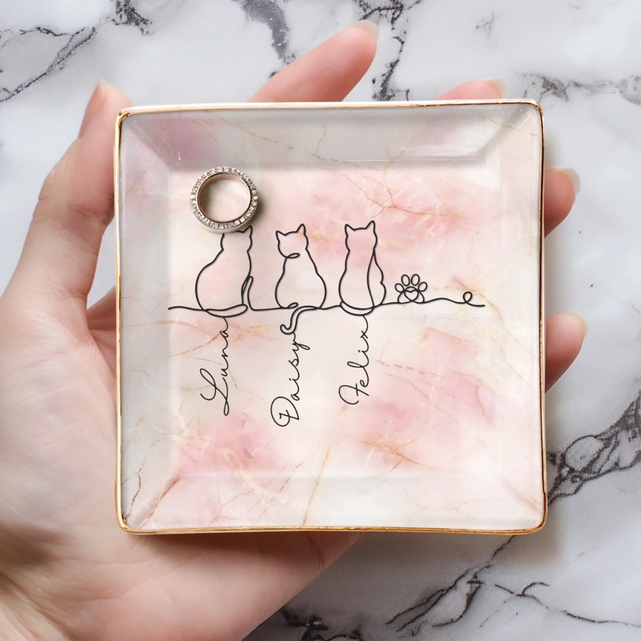 Custom Full-Print Jewelry Dish - Personalized Pet Memorial Sympathy Gifts For Cats - The Art Of Cats, The Heart Of Home