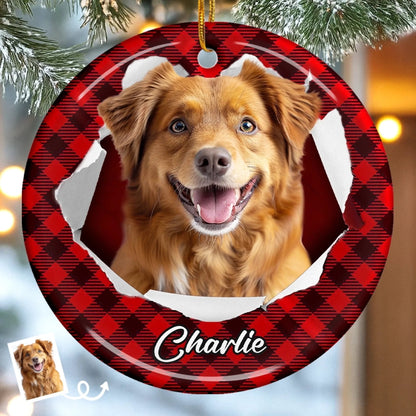 Custom Photo Acrylic Ornament - Personalized Christmas Birthday Gifts For Dog Cat Lovers, Dog Dad And Mom, Cat Owners - Tails Wag, Hearts Glow