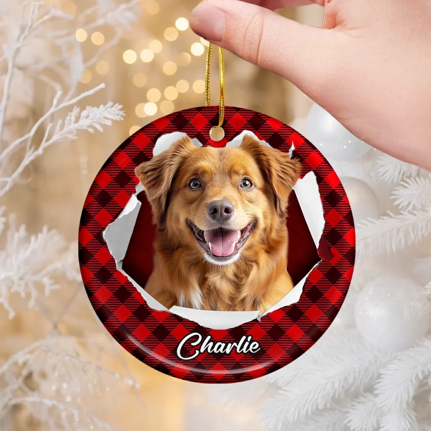 Custom Photo Acrylic Ornament - Personalized Christmas Birthday Gifts For Dog Cat Lovers, Dog Dad And Mom, Cat Owners - Tails Wag, Hearts Glow