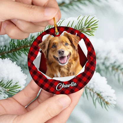 Custom Photo Acrylic Ornament - Personalized Christmas Birthday Gifts For Dog Cat Lovers, Dog Dad And Mom, Cat Owners - Tails Wag, Hearts Glow