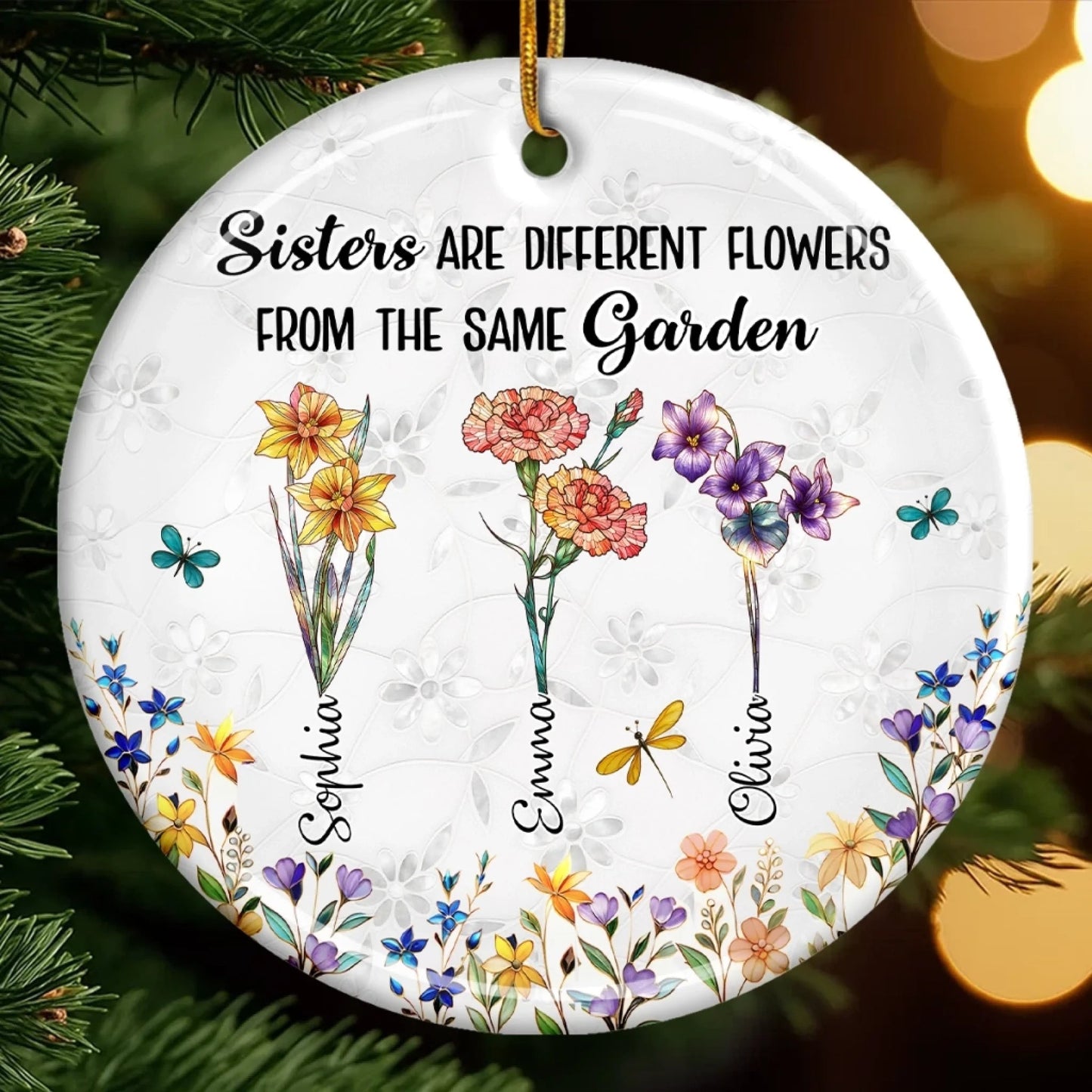 Custom Acrylic Ornament - Personalized Best Friend Christmas Birthday Gifts For Women, Besties, Sisters, BFF - Like Flowers, We Grow Stronger Side By Side