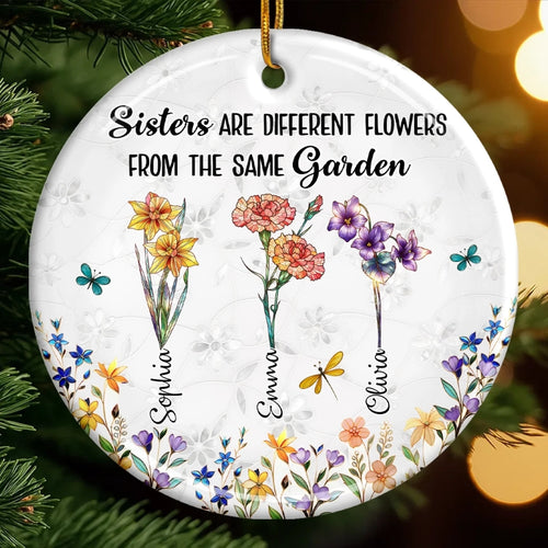 Custom Acrylic Ornament - Personalized Best Friend Christmas Birthday Gifts For Women, Besties, Sisters, BFF - Like Flowers, We Grow Stronger Side By Side