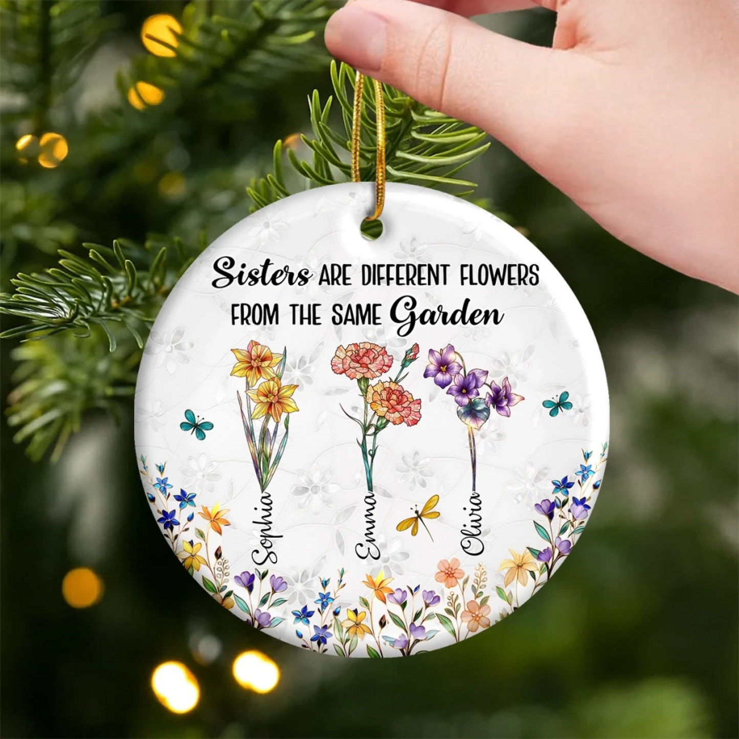 Custom Acrylic Ornament - Personalized Best Friend Christmas Birthday Gifts For Women, Besties, Sisters, BFF - Like Flowers, We Grow Stronger Side By Side