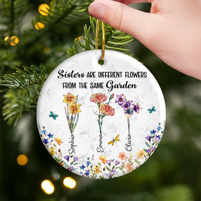 Custom Acrylic Ornament - Personalized Best Friend Christmas Birthday Gifts For Women, Besties, Sisters, BFF - Like Flowers, We Grow Stronger Side By Side