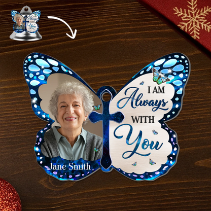 Custom Photo Bell Ornament With Charms - Personalized Memorial Sympathy Gifts For Loss Of Mom, Dad - Your Wings Were Ready But My Heart Was Not