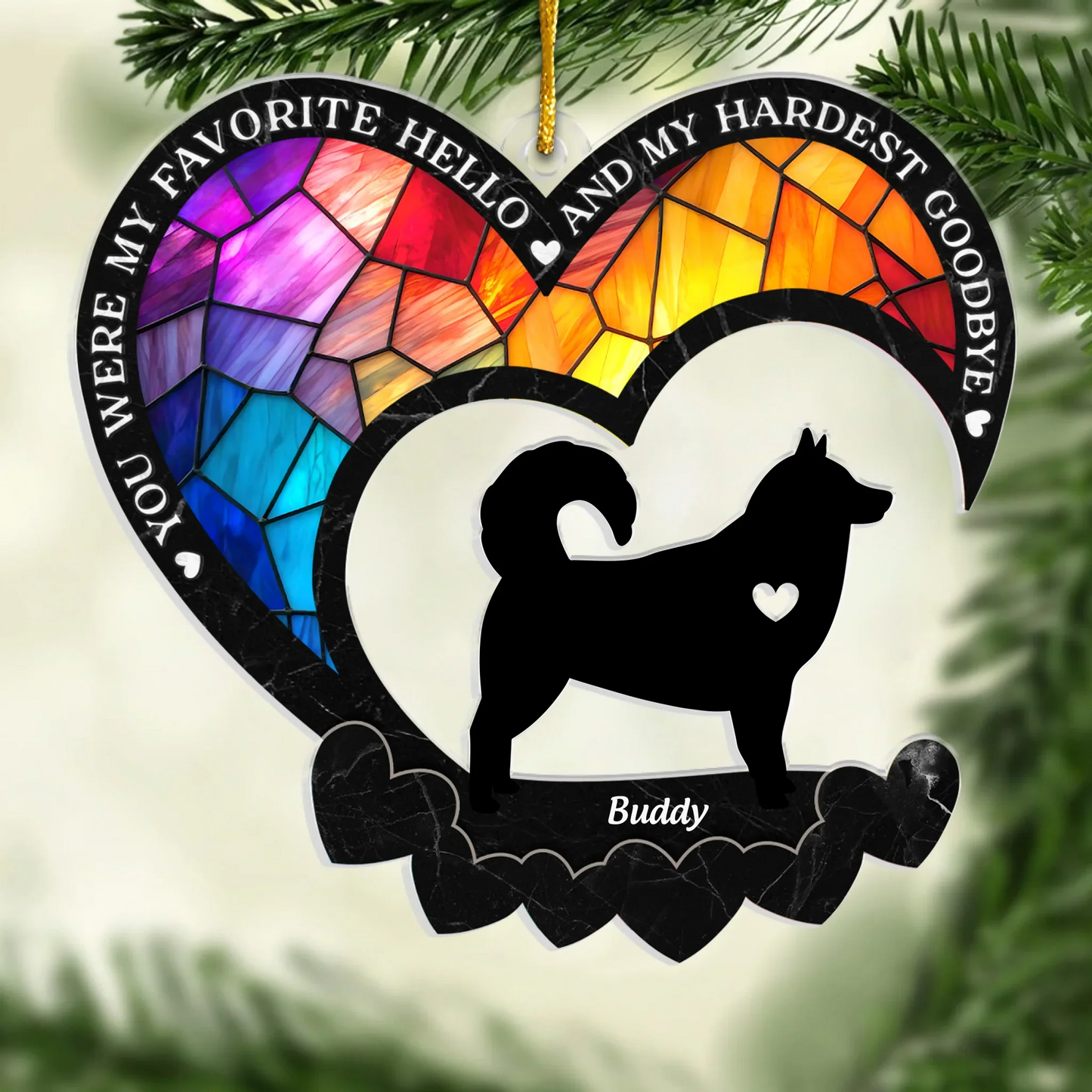 Custom Acrylic Ornament - Personalized Christmas Memorial Sympathy Gifts For Dogs - A Piece Of My Heart Forever