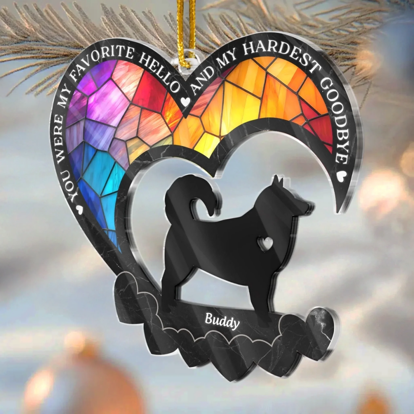 Custom Acrylic Ornament - Personalized Christmas Memorial Sympathy Gifts For Dogs - A Piece Of My Heart Forever