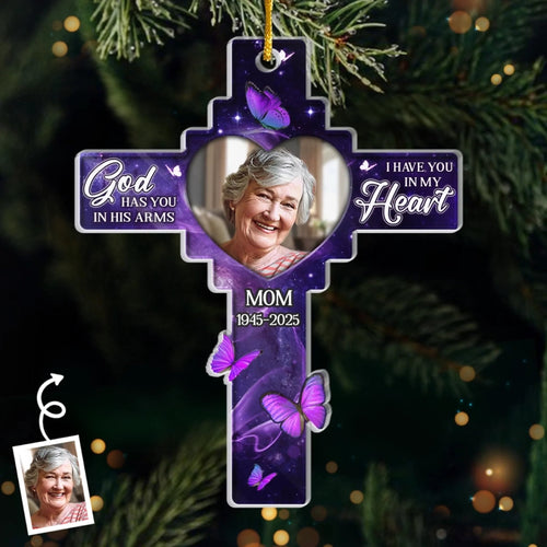 Custom Photo Acrylic Ornament - Personalized Memorial Sympathy Gifts For Loss Of Mom, Dad - I Have You In My Heart