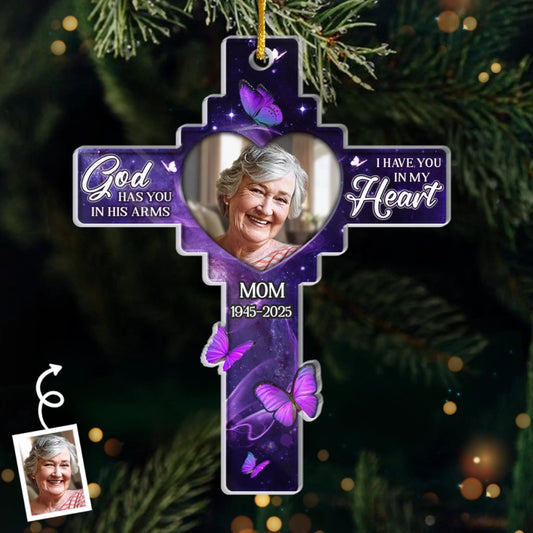 Custom Photo Acrylic Ornament - Personalized Memorial Sympathy Gifts For Loss Of Mom, Dad - I Have You In My Heart