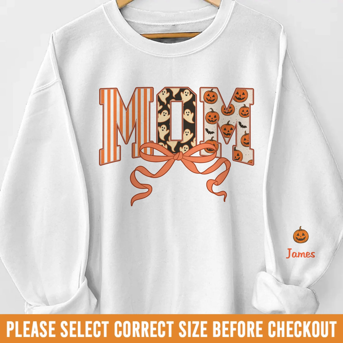 Custom Unisex Sweatshirt, Hoodie With Design On Sleeve - Personalized Halloween Birthday Gifts For Mom, Grandma - Spooky Nights With Family Light