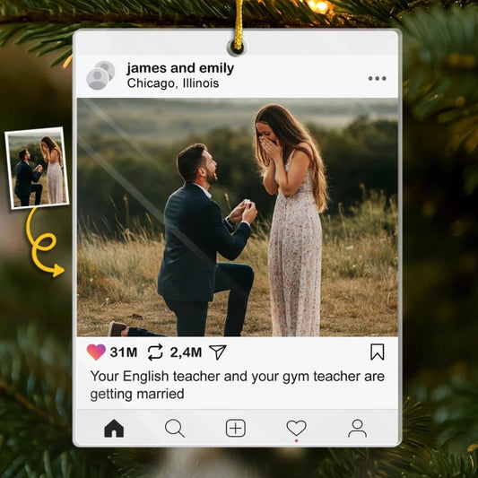 Custom Photo Acrylic Ornament - Personalized Anniversary Christmas Wedding Gifts For Husband And Wife, Him And Her - Heart Stolen, Ring Given