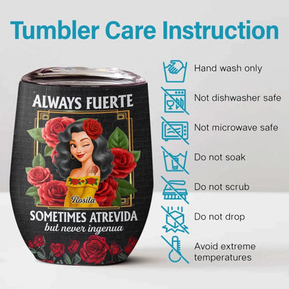 Custom Wine Tumbler - Personalized Hispanic Month Birthday Gifts For Hispanics And Latinos, Women - Beauty With Bite, Grace With Grit