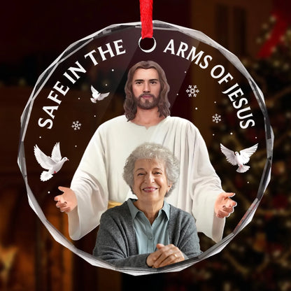 Custom Photo Circle Glass Ornament - Personalized Christmas Memorial Sympathy Gifts For Loss Of Mom, Dad - Your Spirit Shines Eternal