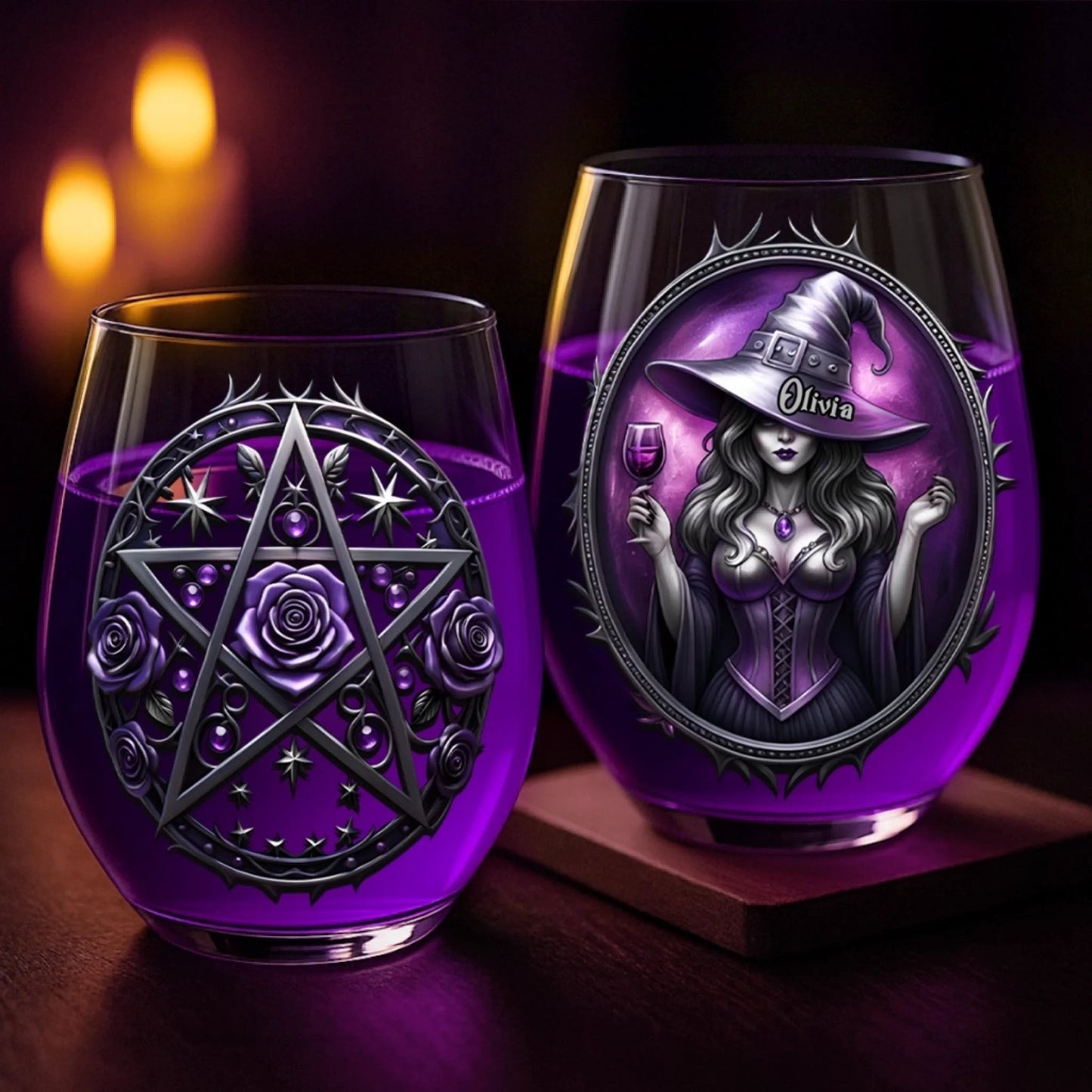 Custom Wine Glass - Personalized Halloween Witchy Gifts For Women, Besties, Sisters, BFF - Witching You Were Here