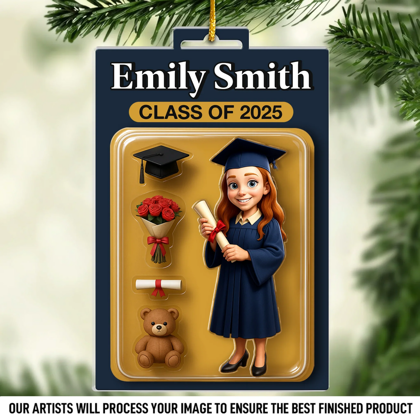 Custom Photo Acrylic Ornament - Personalized Christmas Graduation Gifts For Him, Her - Chasing Dreams Beyond This Stage