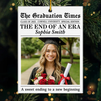 Custom Photo Acrylic Ornament - Personalized Christmas Graduation Gifts For Him, Her - New Beginnings Bright With Hope