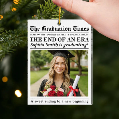 Custom Photo Acrylic Ornament - Personalized Christmas Graduation Gifts For Him, Her - New Beginnings Bright With Hope