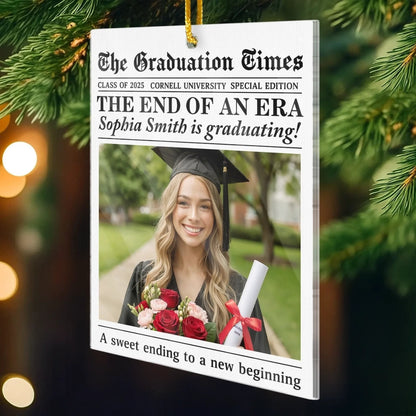 Custom Photo Acrylic Ornament - Personalized Christmas Graduation Gifts For Him, Her - New Beginnings Bright With Hope