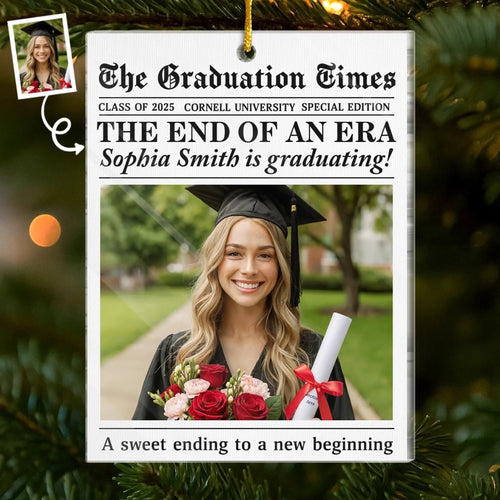 Custom Photo Acrylic Ornament - Personalized Christmas Graduation Gifts For Him, Her - New Beginnings Bright With Hope