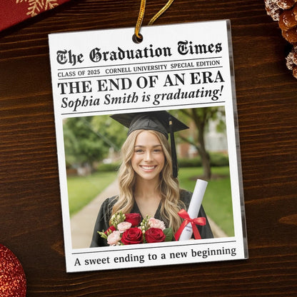 Custom Photo Acrylic Ornament - Personalized Christmas Graduation Gifts For Him, Her - New Beginnings Bright With Hope