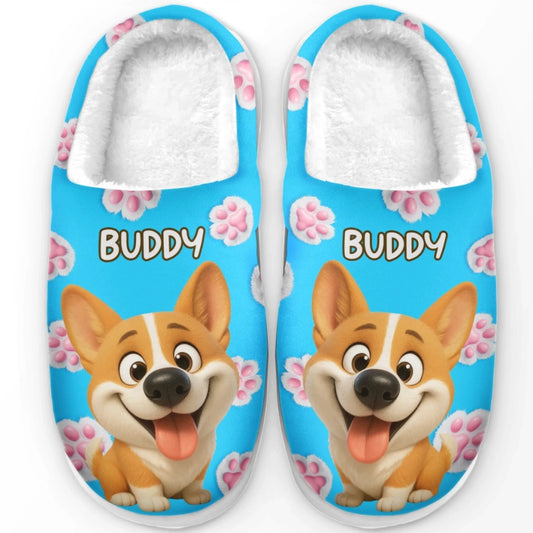 Custom Photo Fluffy Slippers - Personalized Birthday Gifts For Dog Cat Lovers, Dog Dad And Mom, Cat Owners - Happy Paws, Happy Feet