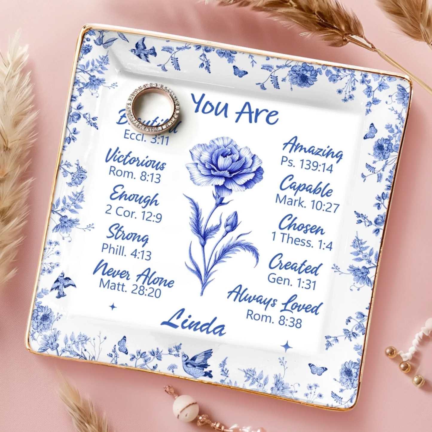 Custom Full-Print Jewelry Dish - Personalized Best Friend Birthday Gifts For Women, Besties, Sisters, BFF - Friends As Bright As Daisies