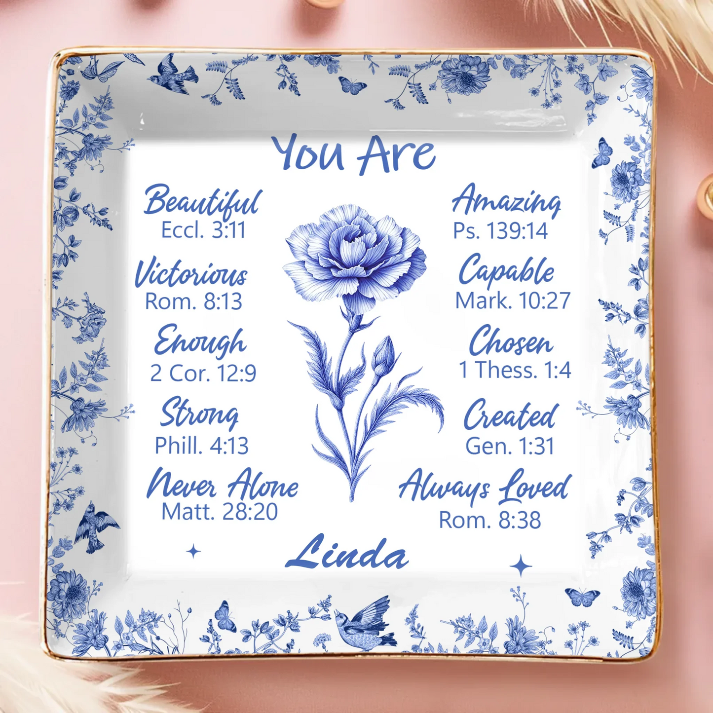 Custom Full-Print Jewelry Dish - Personalized Best Friend Birthday Gifts For Women, Besties, Sisters, BFF - Friends As Bright As Daisies