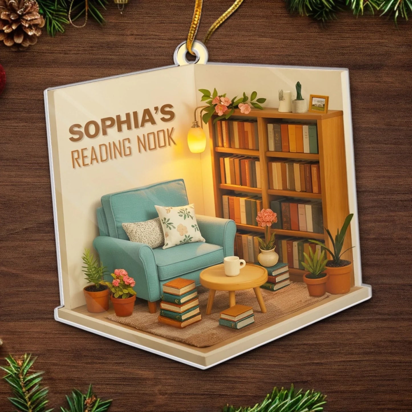 Custom Acrylic Ornament - Personalized Christmas Bookish Gifts For Book Lovers, Bookworms, Readers - A Reading Nook Made Of Dreams