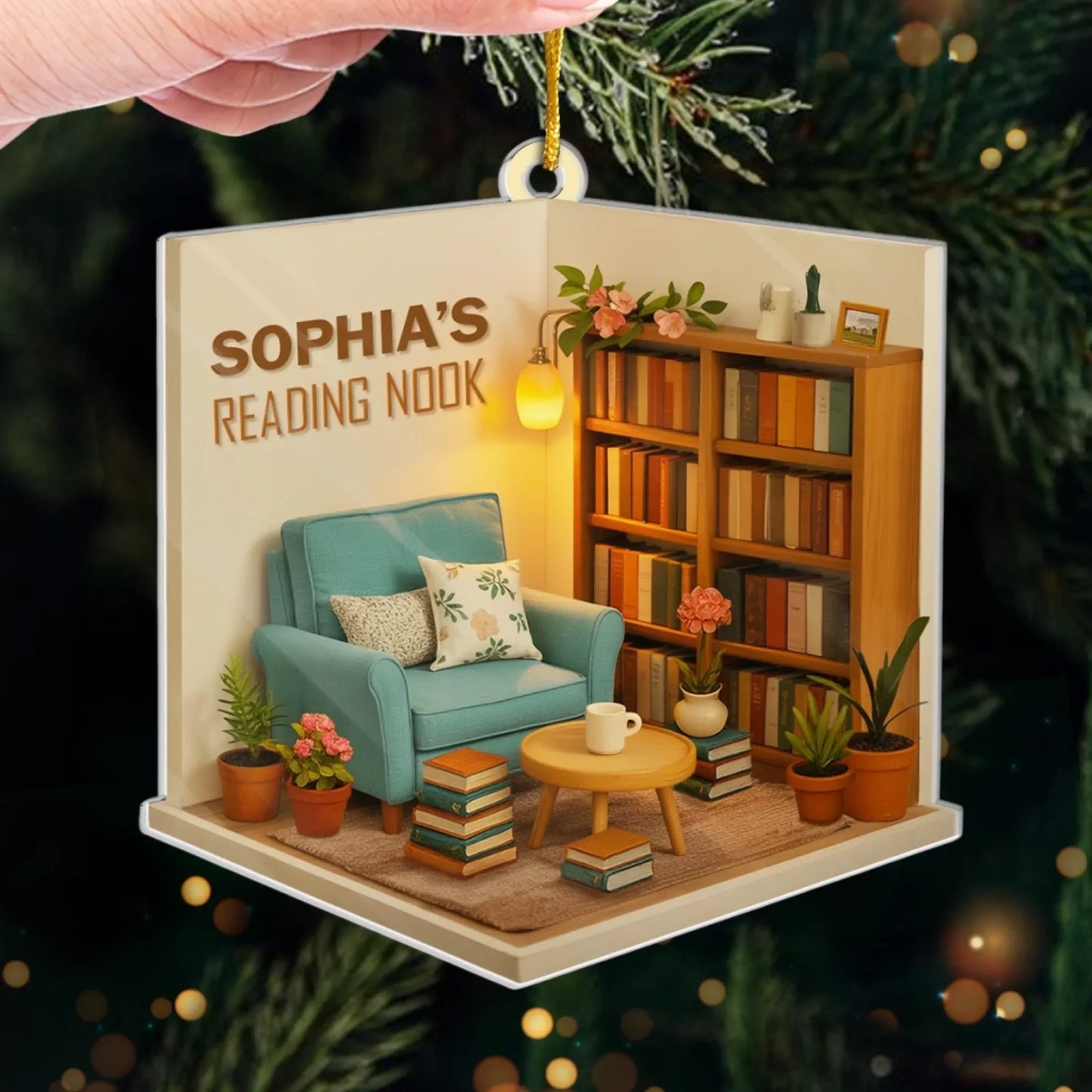 Custom Acrylic Ornament - Personalized Christmas Bookish Gifts For Book Lovers, Bookworms, Readers - A Reading Nook Made Of Dreams