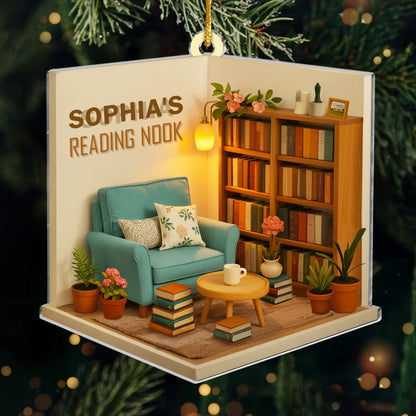 Custom Acrylic Ornament - Personalized Christmas Bookish Gifts For Book Lovers, Bookworms, Readers - A Reading Nook Made Of Dreams