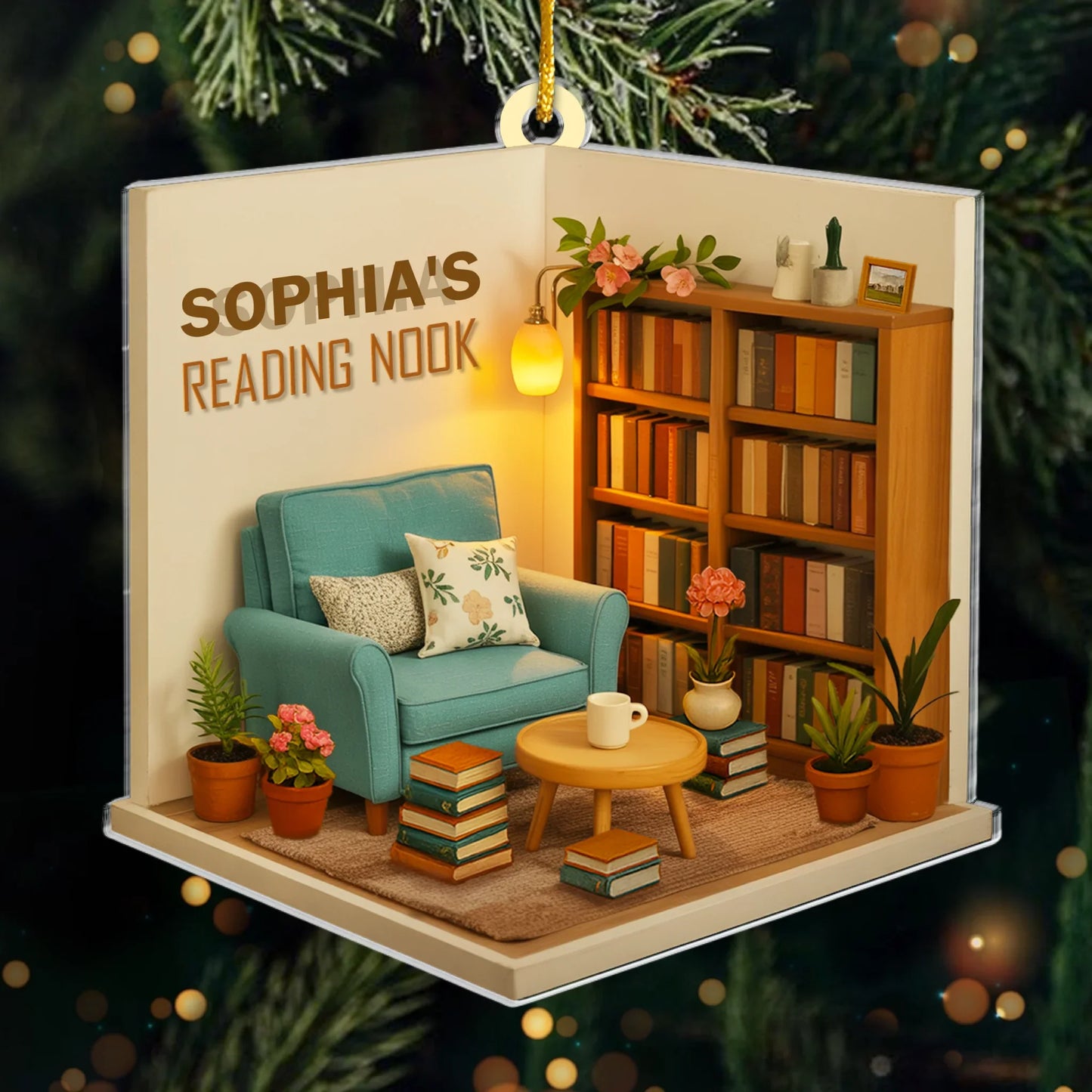 Custom Acrylic Ornament - Personalized Christmas Bookish Gifts For Book Lovers, Bookworms, Readers - A Reading Nook Made Of Dreams