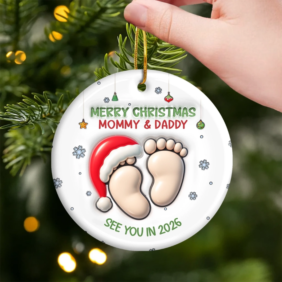 Custom Acrylic Ornament - Personalized Christmas Baby Shower, Gender Reveal Gifts For New Moms, New Dads, New Parents - Welcome To Your Little World