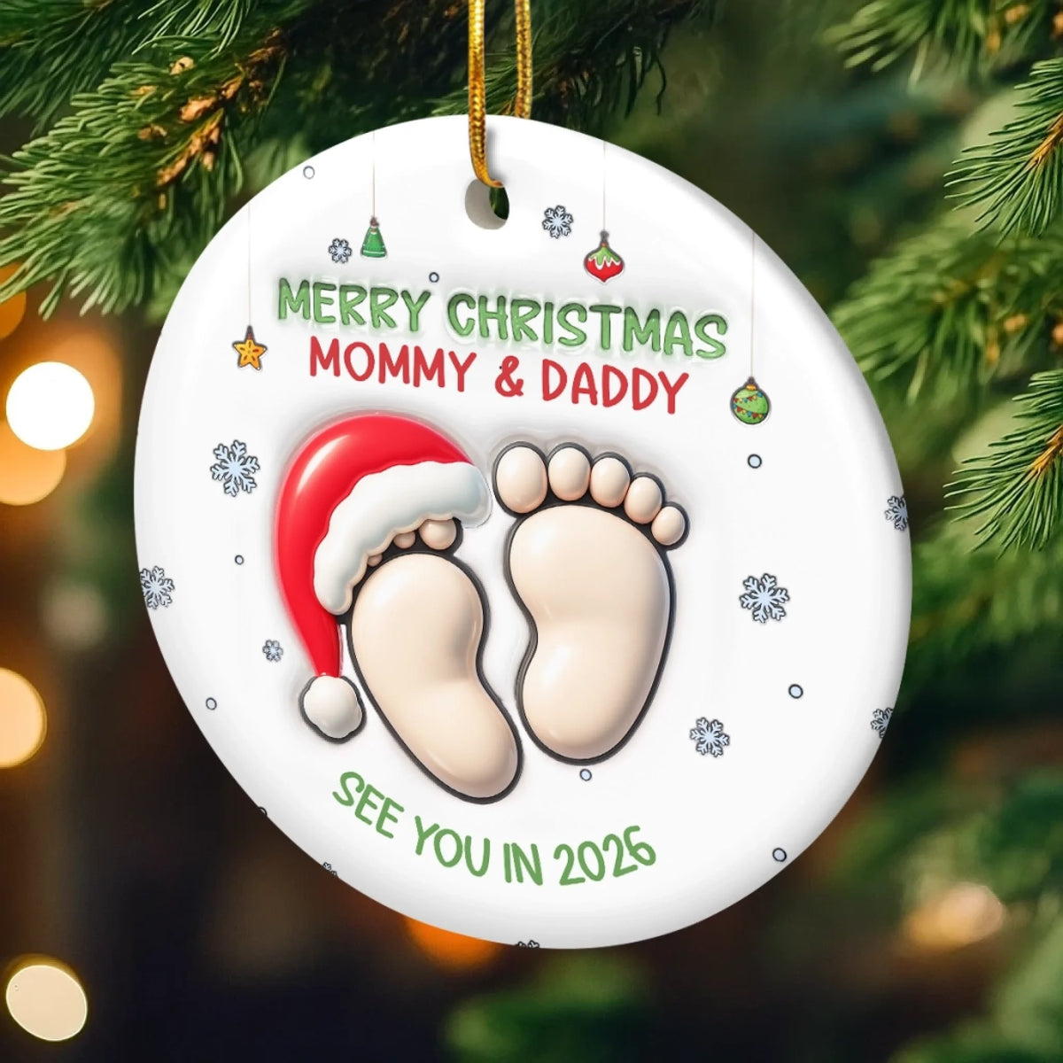 Custom Acrylic Ornament - Personalized Christmas Baby Shower, Gender Reveal Gifts For New Moms, New Dads, New Parents - Welcome To Your Little World
