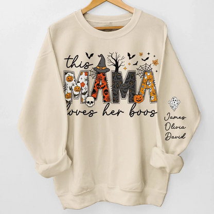 Custom Unisex Sweatshirt, Hoodie With Design On Sleeve - Personalized Halloween Birthday Gifts For Mom, Grandma - Spooky Nights With Loved Ones