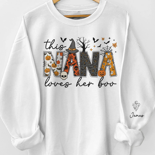Custom Unisex Sweatshirt, Hoodie With Design On Sleeve - Personalized Halloween Birthday Gifts For Mom, Grandma - Spooky Nights With Loved Ones